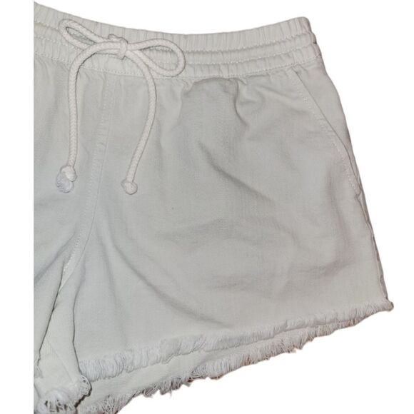 Aerie White Wash Denim Elastic Waist Cut Off Frayed Hem Shorts S - Picture 4 of 10